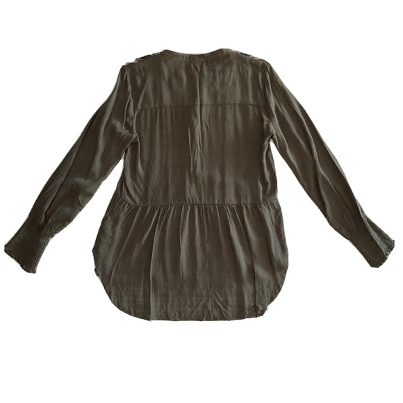 Knox Rose Olive Green Embroidered Babydoll Hi Lo Top - Picture 6 of 11